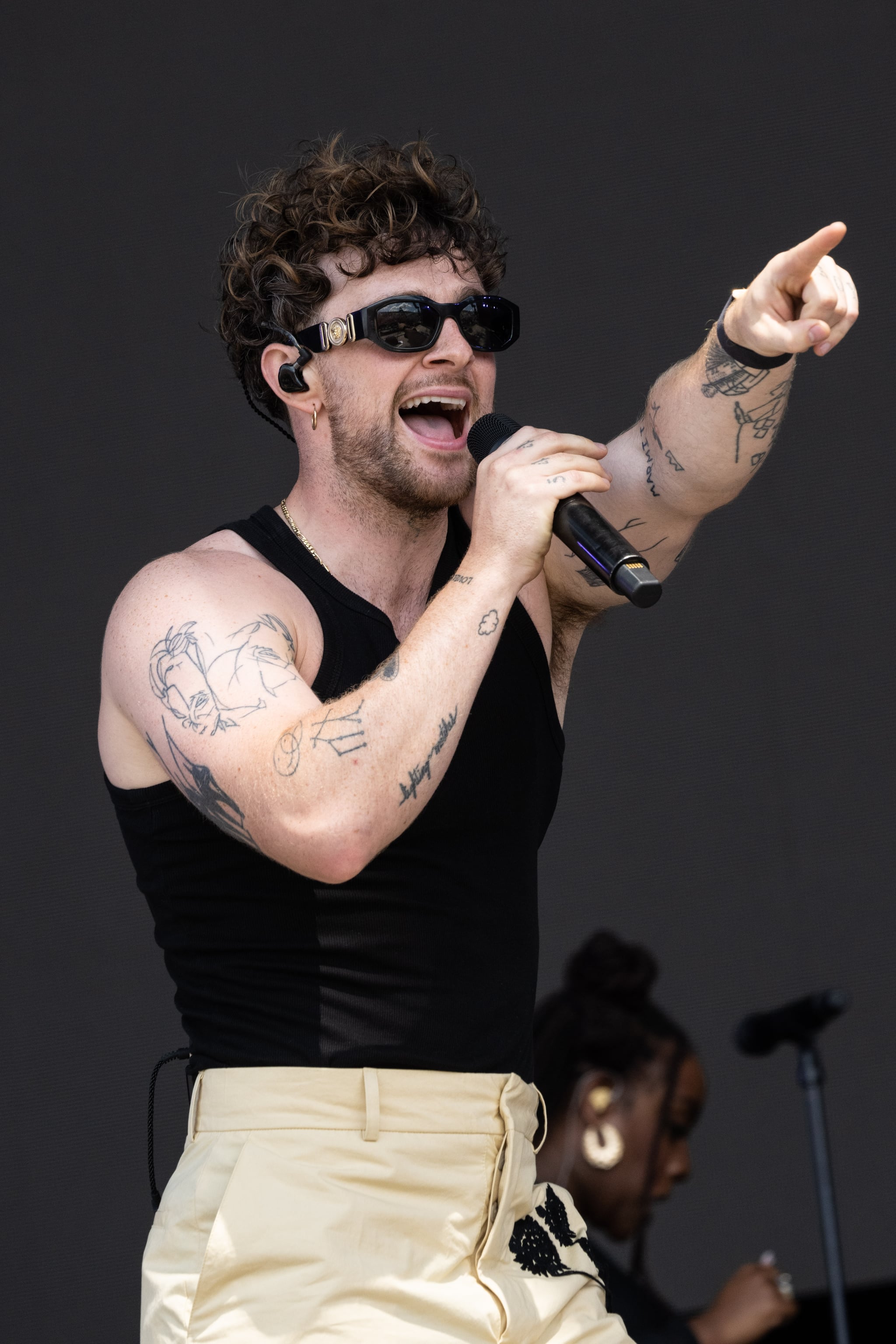 GLASTONBURY, ENGLAND - JUNE 24: Tom Grennan performs on The Other Stage at Day 4 of Glastonbury Festival 2023 on June 24, 2023 in Glastonbury, England. (Photo by Harry Durrant/Getty Images)