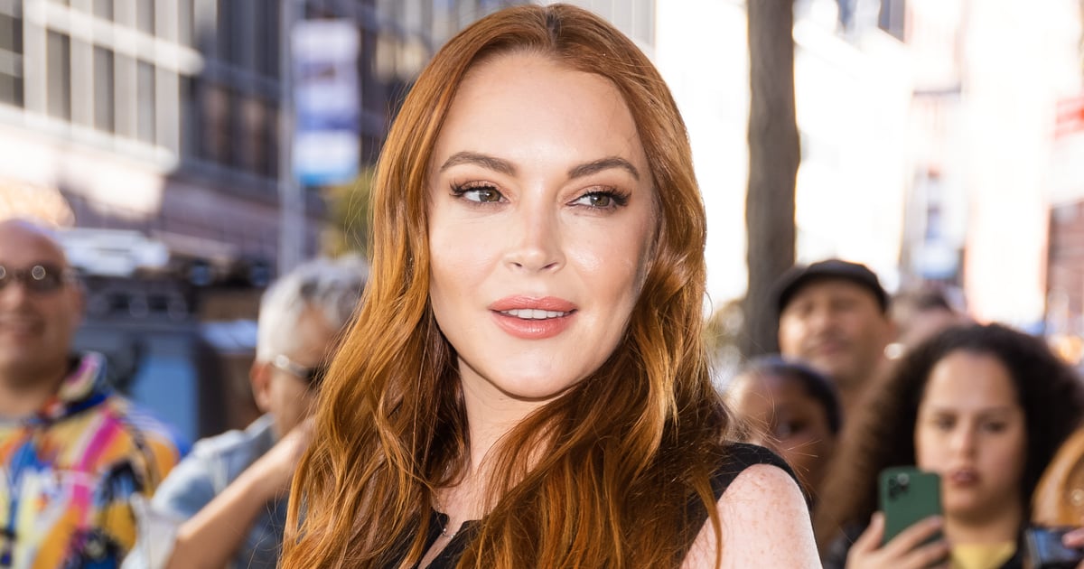 Lindsay Lohan Wears a White One-Shoulder Maternity Dress