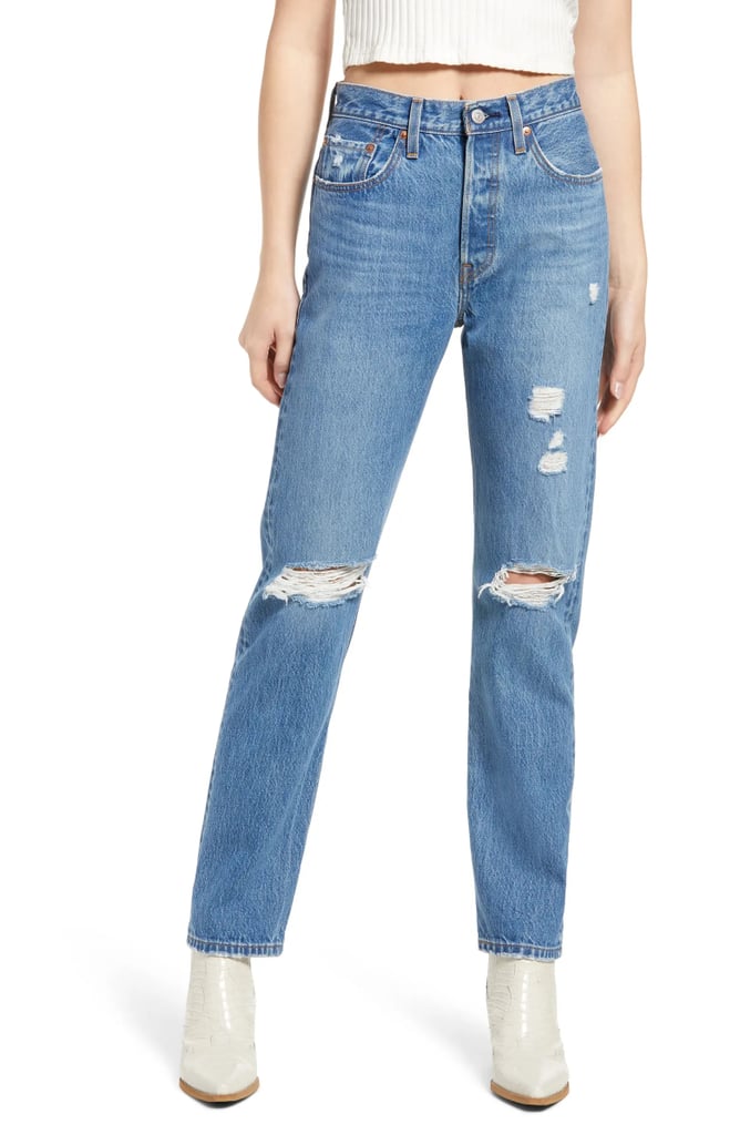 Classic Denim: Levi's Ripped Straight Leg Jeans