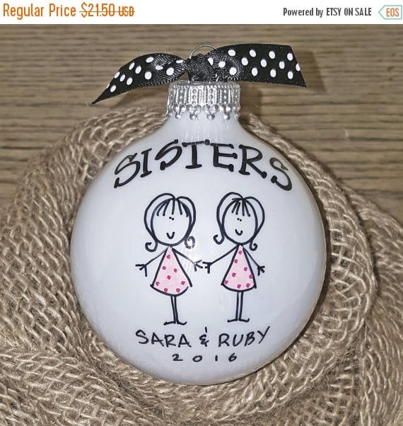 Hand-Drawn Sisters Ornament