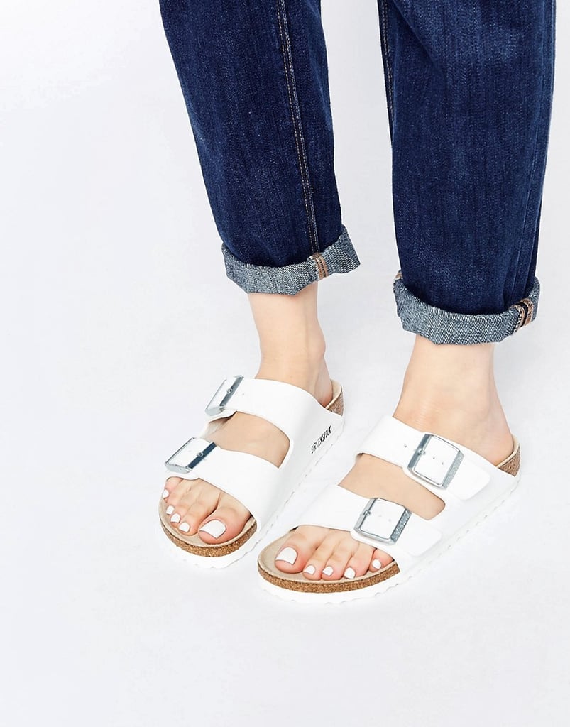 Birkenstock Arizona White Birko Flor Sandals ($89)