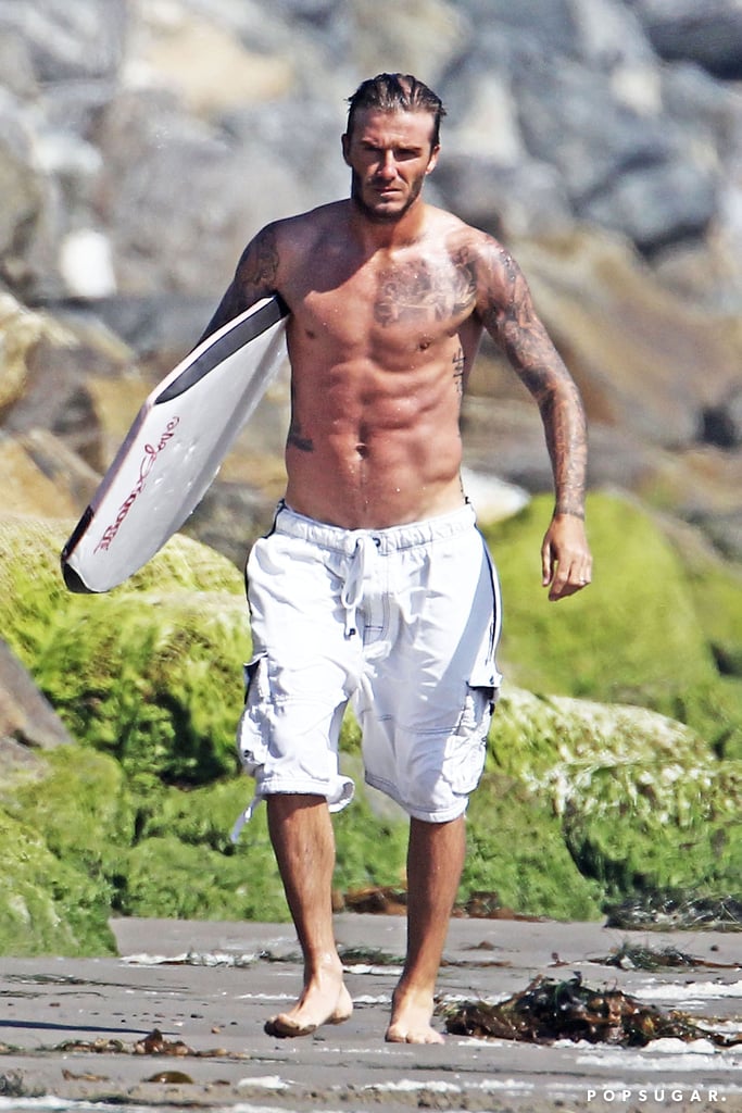 David showed off his toned, tan body on the beach in Malibu in August 2011.