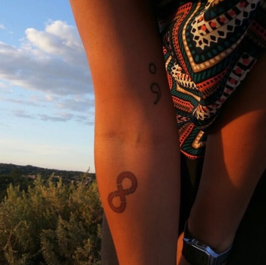 Semicolon and Infinity Sign Arm Tattoos