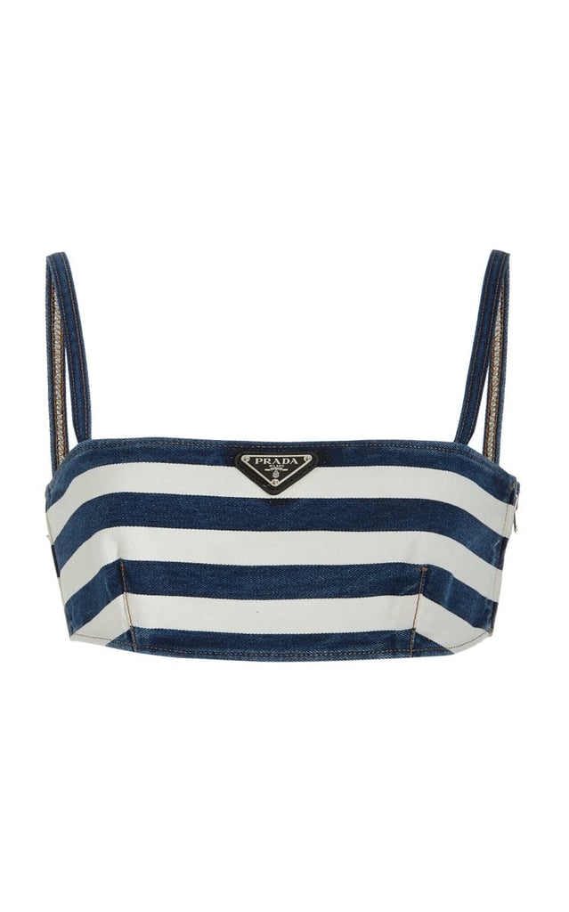 Prada Striped Denim Crop Top