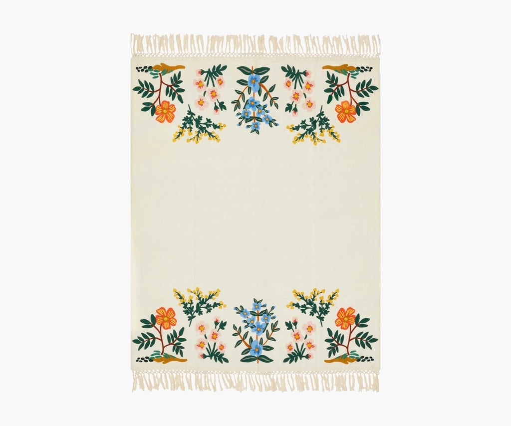 A Plush Throw: Rifle Paper Co. Ivory Wildwood Embroidered Throw