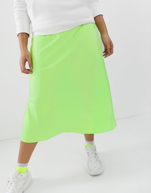 ASOS Design Curve Bias Cut Satin Slip Midi Skirt