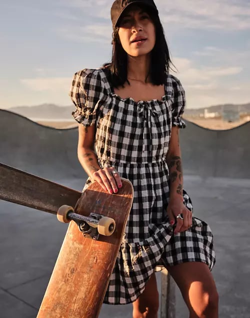 A Plaid Dress: Madewell Square-Neck Tiered Mini Dress, Here's How to Take  '90s Grunge Style Into 2022