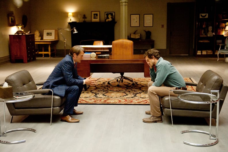 HANNIBAL, l-r: Mads Mikkelsen, Hugh Dancy in 'Amuse Bouche' (Season 1, Episode 2, aired April 11, 2013), 2013-, ph: Brooke Palmer/NBC/courtesy Everett Collection