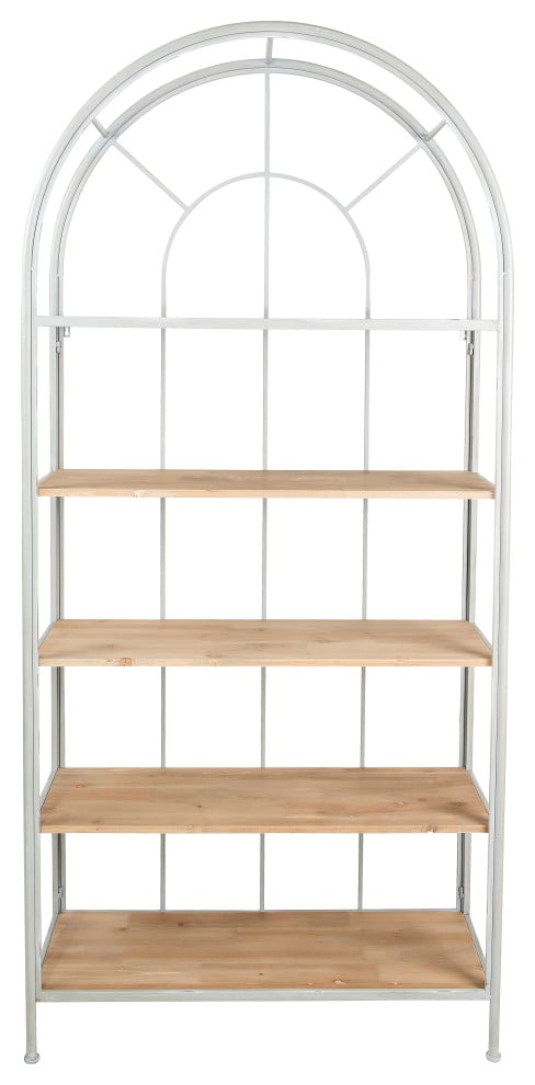 Metal Framed Bookshelf With 5 Wood Shelves