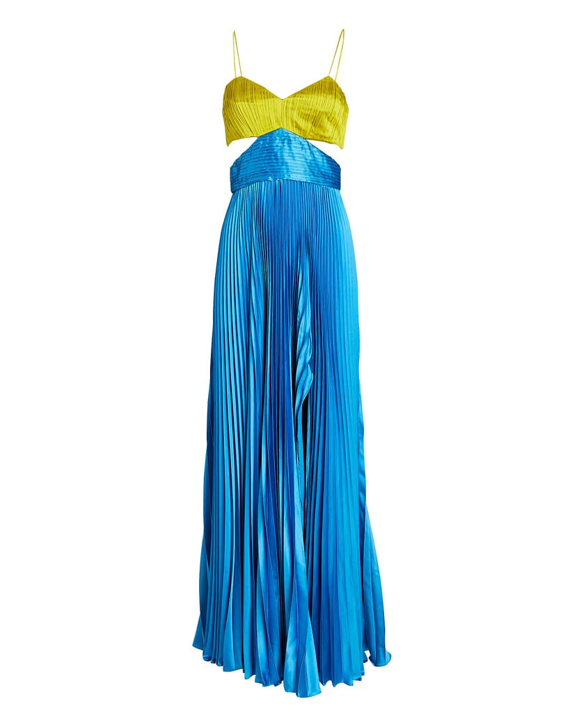 Amur Elodie Cutout Pleated Satin Gown