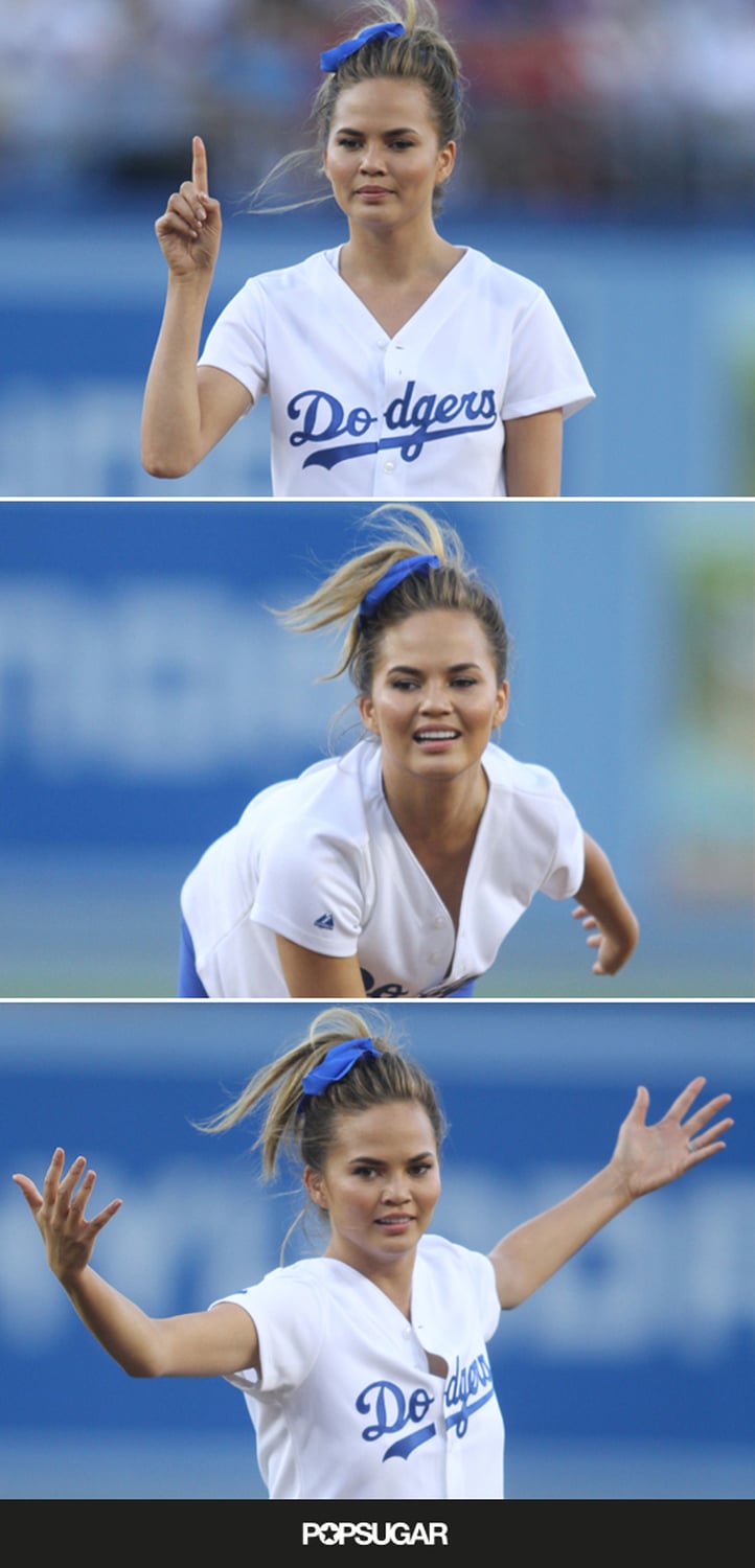 Sorry 50 Cent! Chrissy Teigen Nails The First Pitch During Dodgers