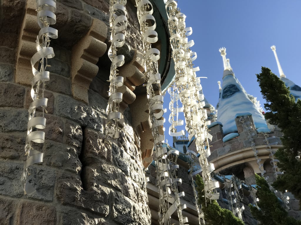 Icicles Dangle From Sleeping Beauty's Castle and Shimmer in the California Sun.