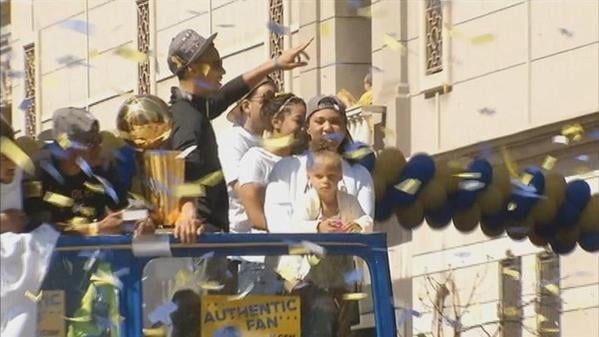 Steph Curry and His Family at Warriors Parade 2015