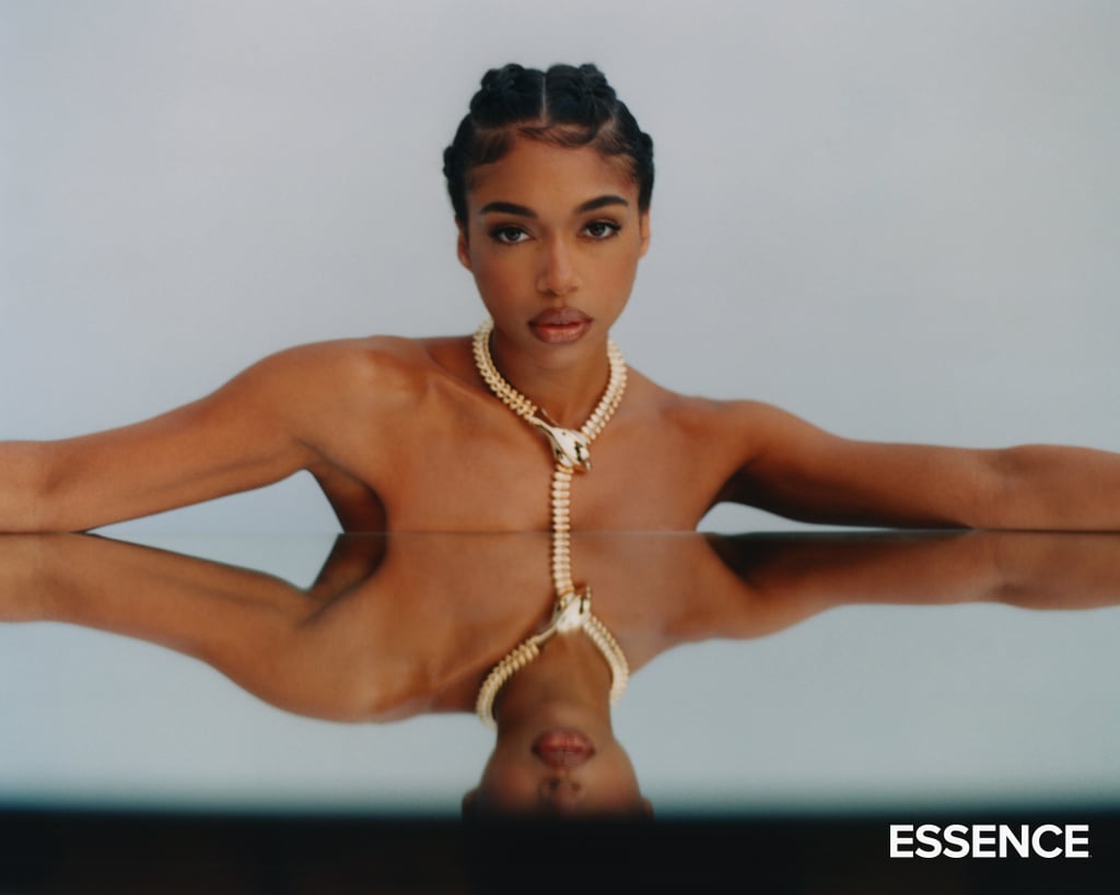 Lori Harvey Wears LaQuan Smith Breastplate For Essence Cover