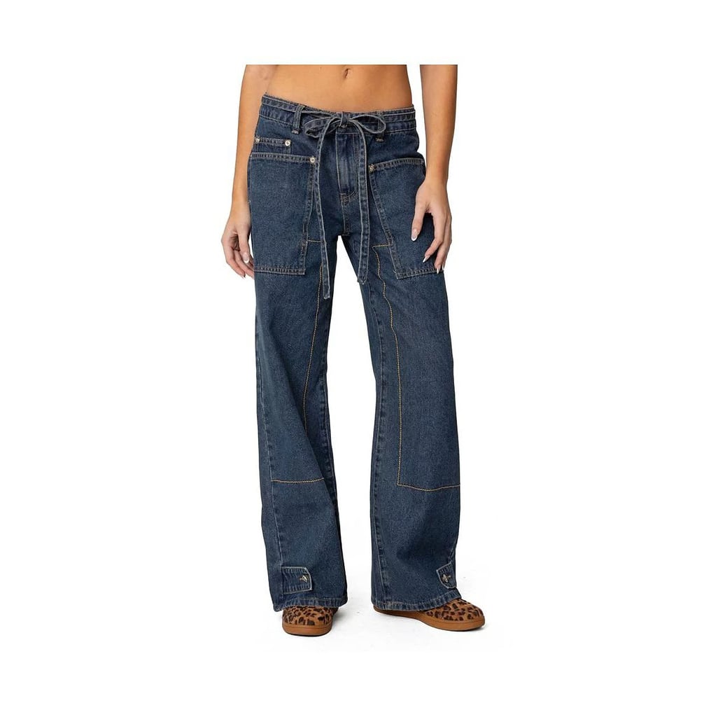Edikted Funky Stitch Low Rise Jeans