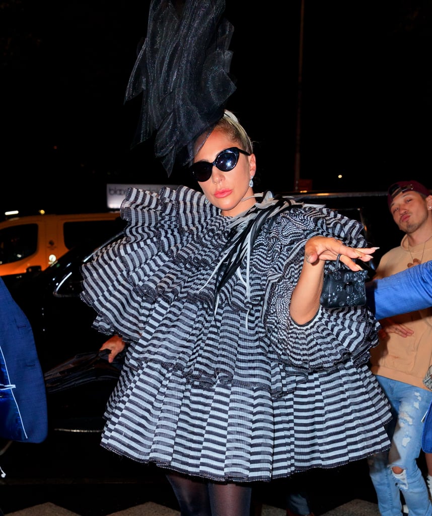 Lady Gaga Striped Minidress at Pre-Met Gala Dinner