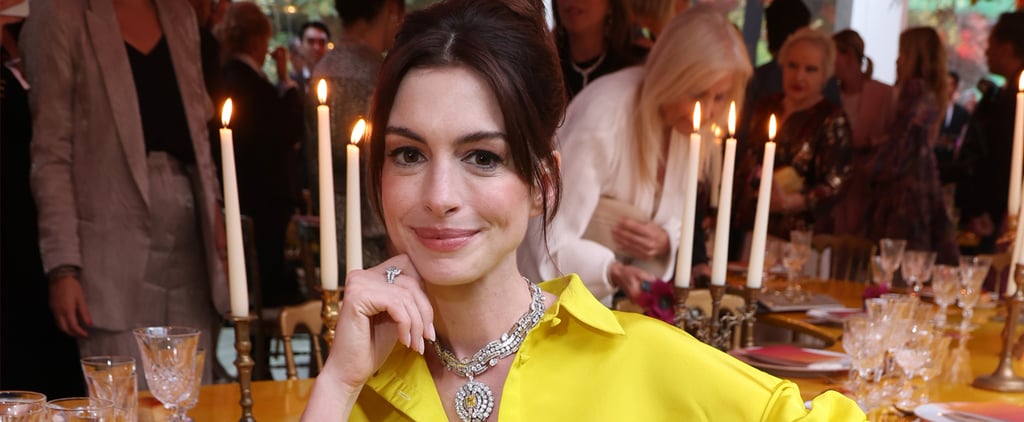 Anne Hathaway Hits the Red Carpet in a Massive Diamond Necklace and Minishorts