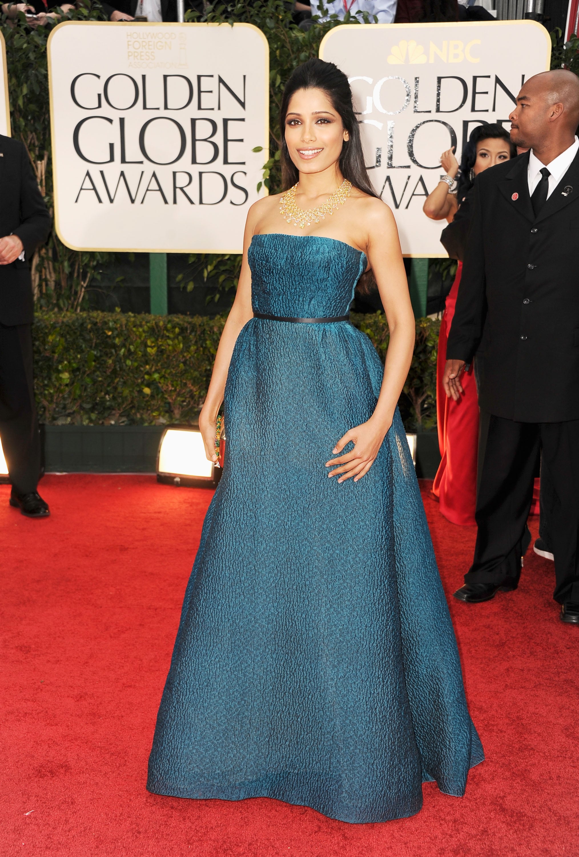 Frieda Pinto at the Golden Globes. Frieda Pinto at the Golden Globes.