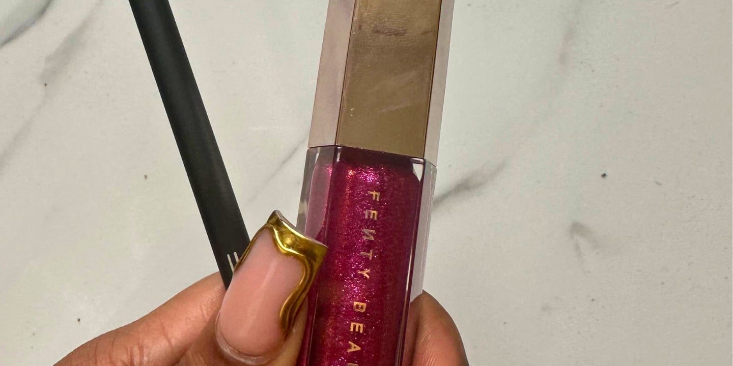 Fenty Beauty Fuchsia Flex Gloss Bomb Try On Brown Skin PS UK Beauty