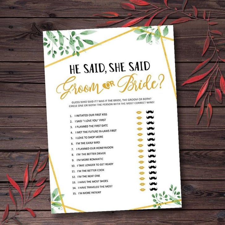 Guess Who Said It Printable Bridal Shower Game Printable Bridal