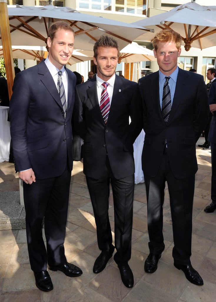 David Beckham, Prince Harry, and Prince William all posed together in June 2010 in Johannesburg, South Africa, during the FIFA World Cup.