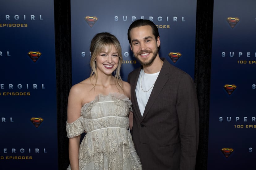 VANCOUVER, BC - DECEMBER 14: (L-R) Supergirl star Melissa Benoist and actor Chris Wood attend the red carpet for the shows 100th episode celebration at the Fairmont Pacific Rim Hotel on December 14, 2019 in Vancouver, Canada. (Photo by Phillip Chin/Getty 