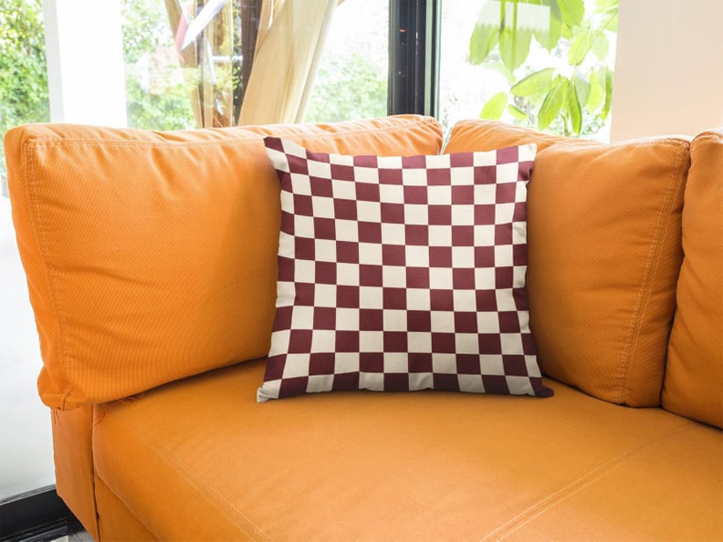Classic Burgundy Checker Lumbar Pillow Cover