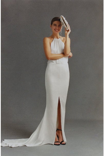 A Halter Modern Wedding Dress: BHLDN Retrofete Margot Dress