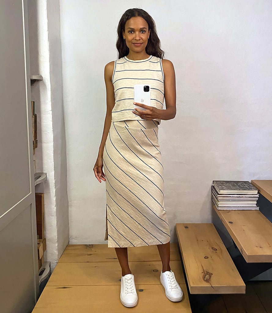 Lou & Grey Striped Cozy Jersey Midi Skirt