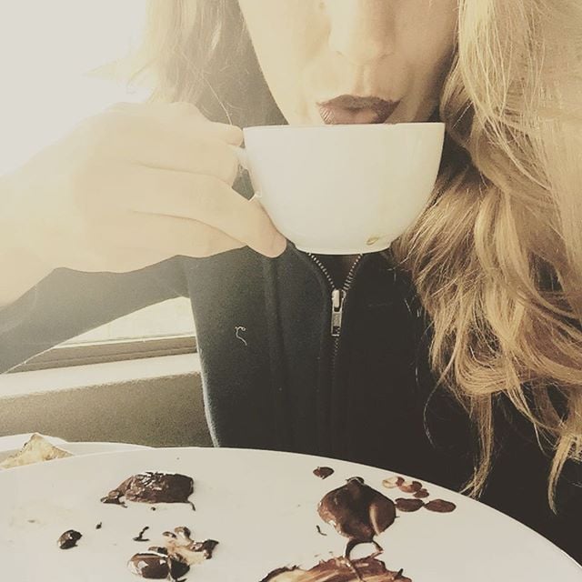 Blake shared the remains of a chocolate dessert in this photo, writing, "This new lipstick is all the rage. 80% cocoa. 112% immature. #AdmittingItIsHalfTheBattle #WhenACTUALLYisTOOOldToPlayWithFood?!!!"