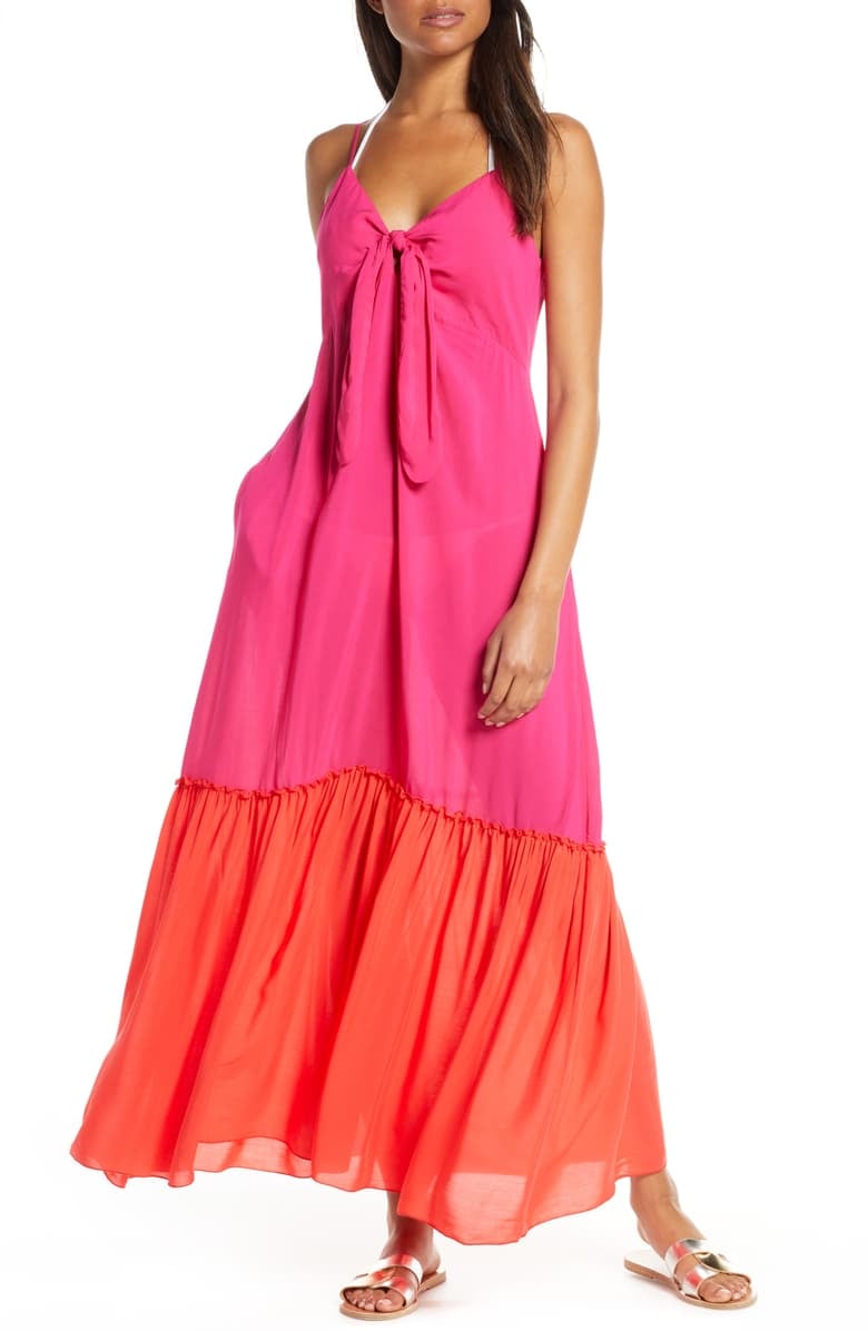 Elan Colorblock Cover-Up Maxi Dress