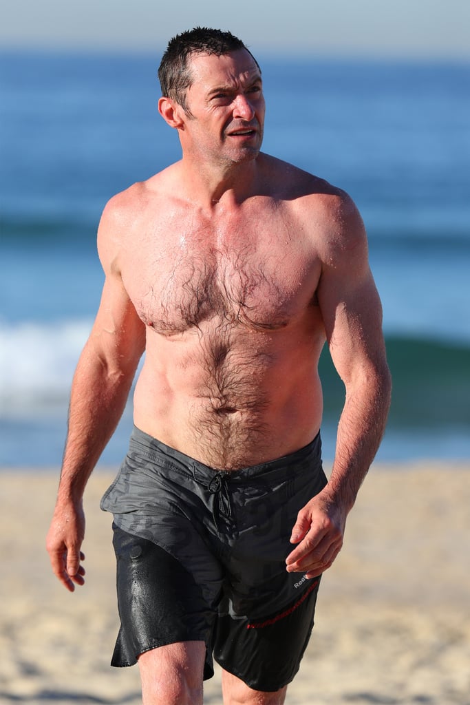 Hugh Jackman is currently in his native Australia shooting the third Wolverine movie, and on Tuesday, the actor took a break from filming and went for a shirtless swim at Bondi Beach. Hugh has been putting in a lot of hard work at the gym in preparation for his role, and judging by these photos, it's clearly paid off. Just last week, Hugh shared a photo of himself looking much older on Instagram, which sparked rumours that he would be playing the Old Man Logan version of Wolverine in the franchise's next film. While Hugh has yet to comment on the speculation, see why he is one of the most lovable men in Hollywood.