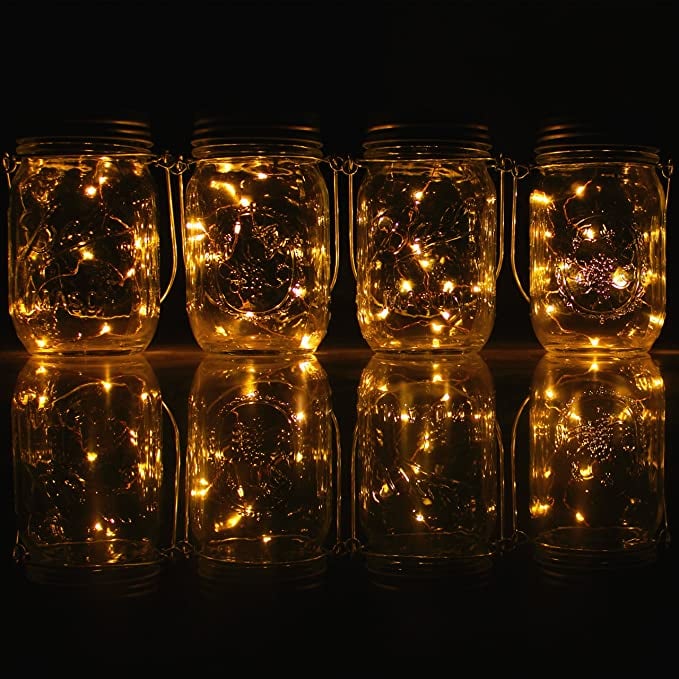 CHBKT 4-Pack Solar-Powered Mason Jar Lights