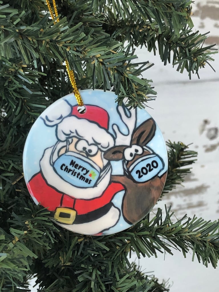 coyer 3PC 2020 Christmas tree Ornament Santa Wearing Mask Decorate Christmas tree decorations baubles Personalized Tree Xmas Ornament