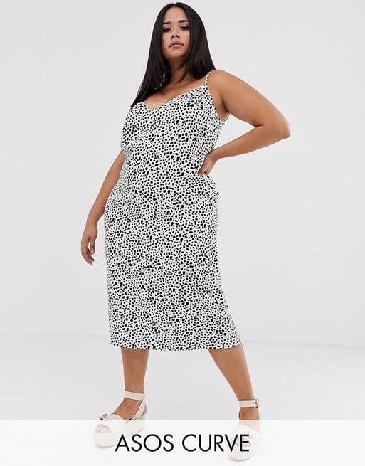 ASOS Design Curve Midi Cami Slip Dress in Polka Dot