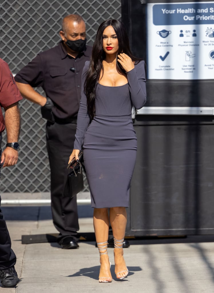 Megan Fox's Gray Corset Dress on Jimmy Kimmel Live
