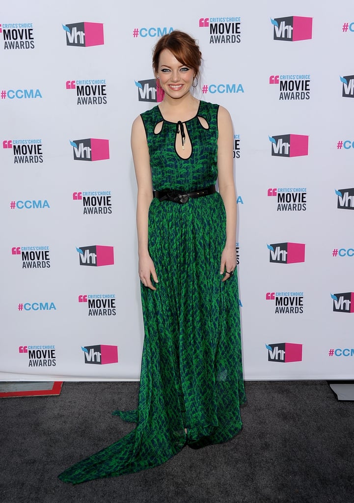 Emma Stone was in a green dress at the 2012 Critics' Choice Movie Awards.
Emma Stone was in a green dress at the 2012 Critics' Choice Movie Awards.