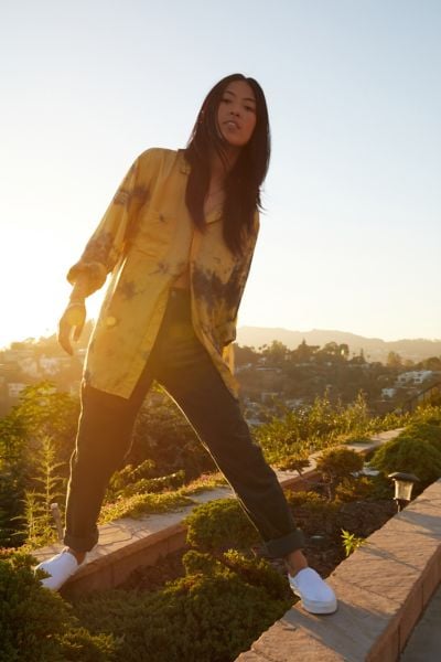 Urban Renewal Vintage Tie-Dye Silk Button-Down Shirt