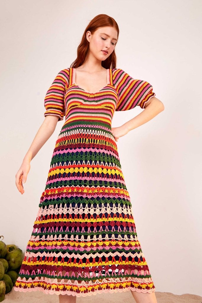 Farm Rio Crochet Midi Dress | Gal Gadot Cradles Her Baby Bump in a ...