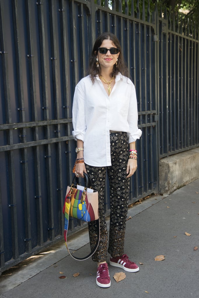 The classic way to pull off the half-tuck style is with a white button-down.