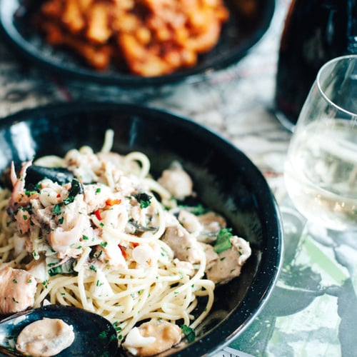 Italian Street Kitchen Spaghetti Bianco Marinara Recipe POPSUGAR Home