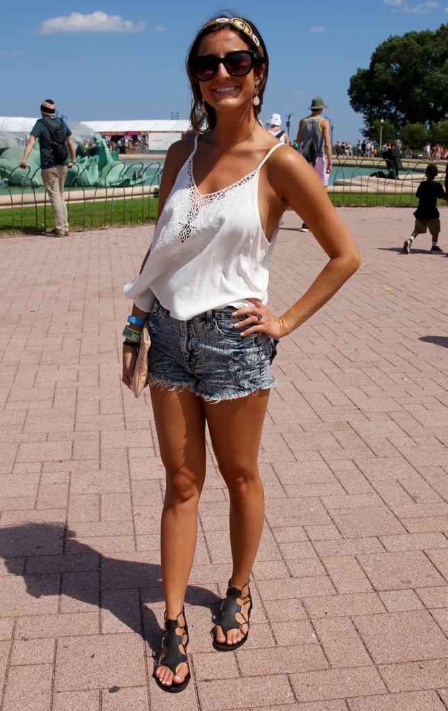 A Francesca's Collection tank top and DIY cutoff jeans got a sexy upgrade thanks to strappy Aldo sandals.