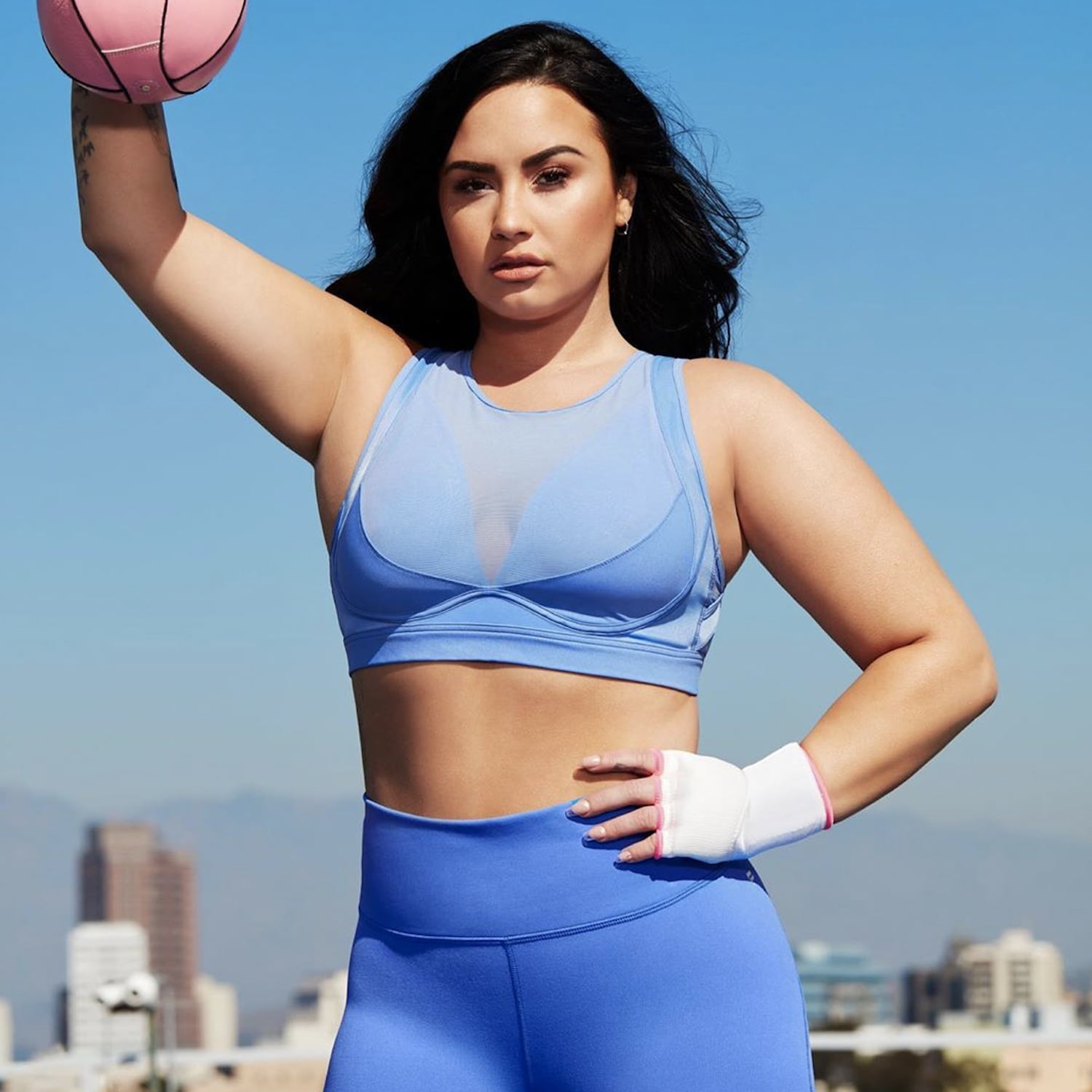 Demi Lovato: Pink Sports Bra & Tights