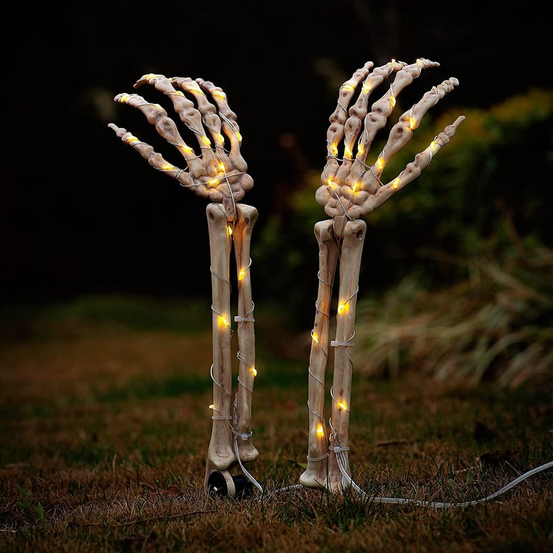For a Creepy Yard: LED Skeleton Arms Stakes