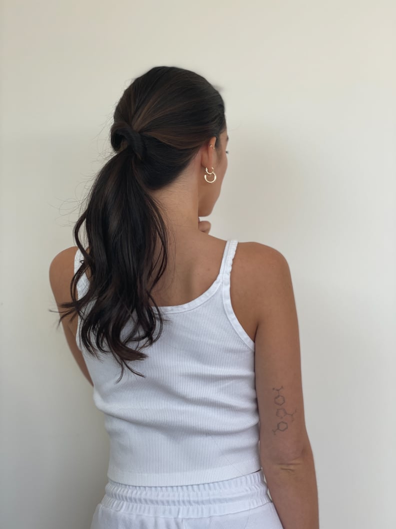 TikTok elevated low ponytail hack on fine layered hair