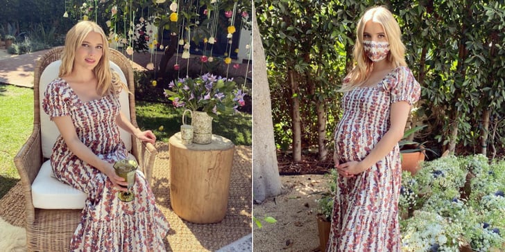 Emma Roberts Wears a Tory Burch Dress For Her Baby Shower | POPSUGAR Fashion