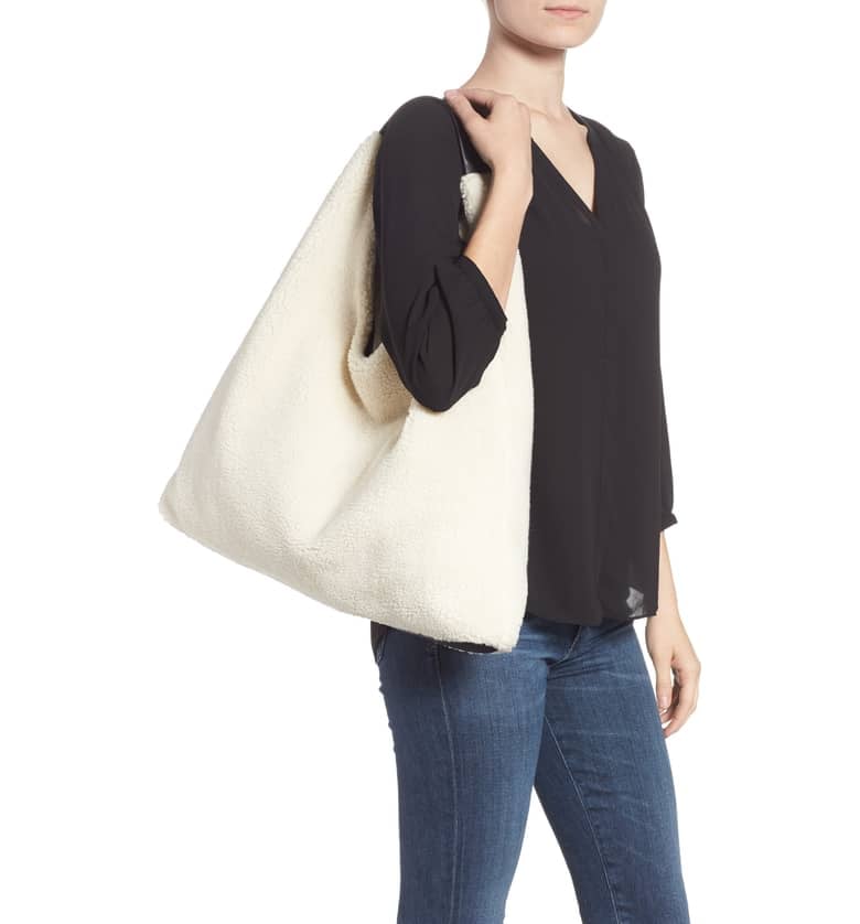 BP. Faux Shearling Triangle Tote