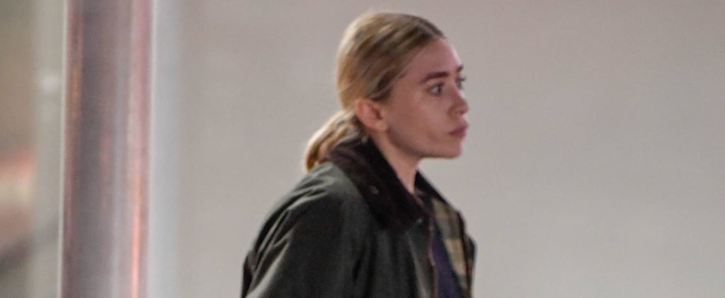Ashley Olsen Wearing Green Coat With Fuzzy Collar