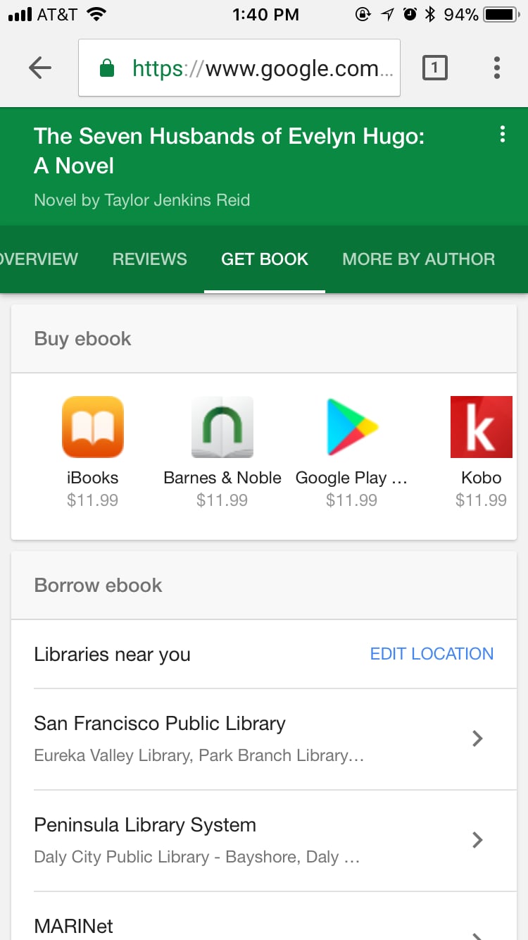 Head to Google.com on your phone and search for the book you're looking for.