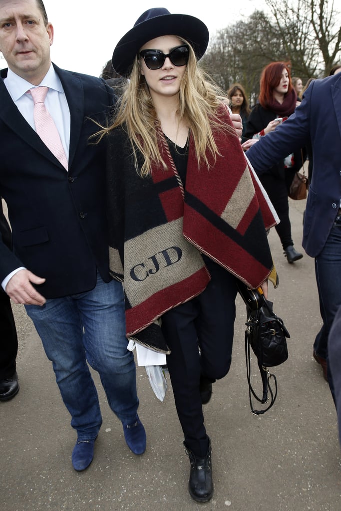 Cara Delevingne Outside the Burberry Fall 2014 Show